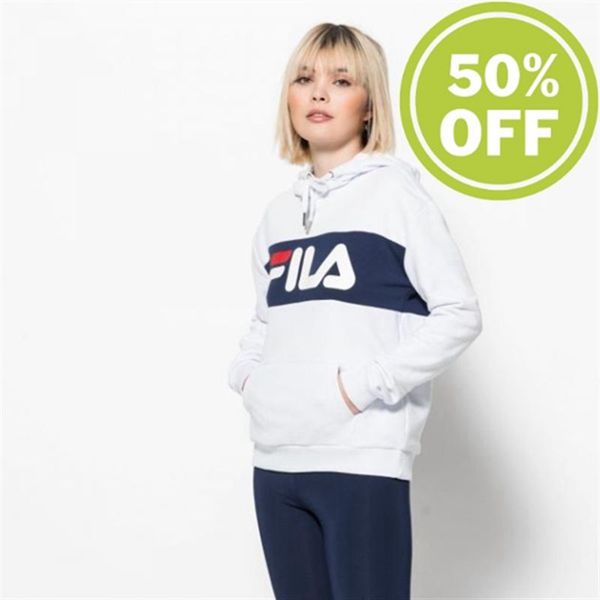 Moletons Fila Mulher Branco/Pretas - Fila Hoodie En Portugal,TRQB-69475